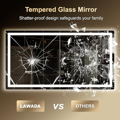 LED Bathroom Mirror, 30"x55" Bathroom Vanity Mirror with Lights for Wall, Smart Anti-Fog, Stepless Dimmable with 3 Color Mode, Backlit + Front Lit, Memory Function, ETL Listed