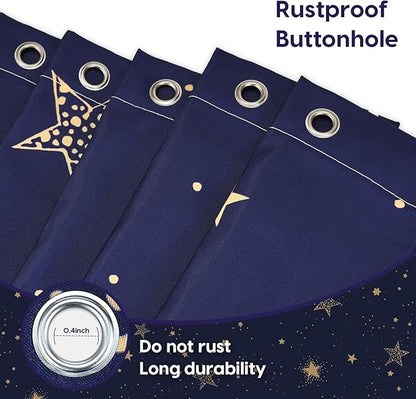 Amaredom Star Shower Curtain, Celestial Shower Curtain for Bathroom, Waterproof Fabric Shower Curtain Set, Bathroom Decoration with 12 Hooks 72x72 Inches