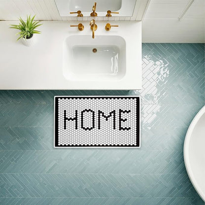 Stupell Industries Home Mosaic Pattern Plush Bathroom Mat & Bath Rug, Soft Quick-Dry Non-Slip Bathroom Rug with Recycled Foam Cushion, Geometric Tile Pattern Design by Elizabeth Tyndall, 18"x30"