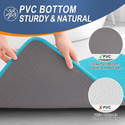 OLANLY Memory Foam Bathroom Runner Rugs 44x24, Absorbent Long Mat, Aqua Sky | Soft Quick Dry Bath Rugs, Non-Slip Carpet, Machine Washable Mat for Bathroom Floor, Tub and Shower, Home Decor Accessories
