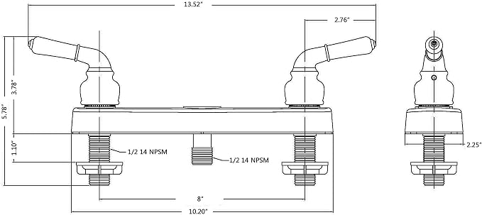 Laguna Brass 3320CP/4010CP Mobile Home Non-Metallic Two Handle 8" Shower Faucet Valve with Matching Shower Head/Arm/Flange Chrome Finish