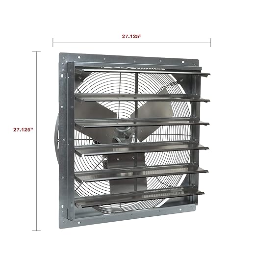 TPI Corporation CE24-DS Direct Drive Exhaust Fan, Shutter Mounted, Single Phase, 24" Diameter, 120 Volt