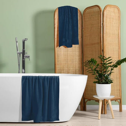 Cotton 2 Pack Oversized Bath Towel Set 28x55 inches, Large Bath Towels, Ultra Absorbant Compact Quickdry & Lightweight Towel, Ideal for Gym Travel Camp Pool - Mineral Blue