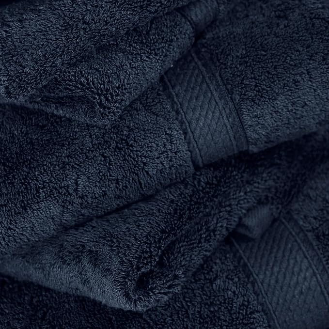 Superior Egyptian Cotton Plush & Absorbent, Bath Towel Set of 4, Navy Blue | Quick Dry, Soft Luxury Towel Set, Bath Essentials for Bathroom, Guest Bath, Spa, 4 Piece Bath, Madeline Towels