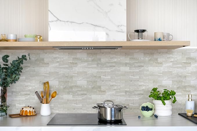 2026 New Upgrade Peel and Stick Backsplash Tile, Peel and Stick 11.34" X 11.57" Wall Tile for Kitchen, Bathroom, Fireplace, Laundry (Dolomite, 20 Packs)
