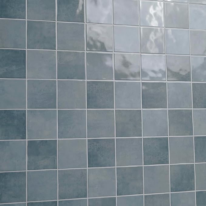 MSI Renzo Denim 5 Inch x 5 Inch Glossy Ceramic Square Wall Tile for Bathroom, Kitchen Backsplash, Accent Wall, and Shower