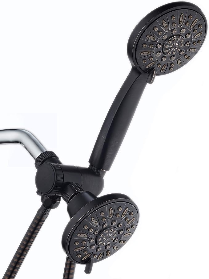 AquaDance Oil Rubbed Bronze Premium High Pressure 48 3-Way Combo for The Best of Both Worlds – Enjoy Luxurious Rain Head and 6-Setting Hand Held Shower Separately or Together | Enjoy Two 6-Setting Rain & Hand Showerheads Separately or Together for the ...