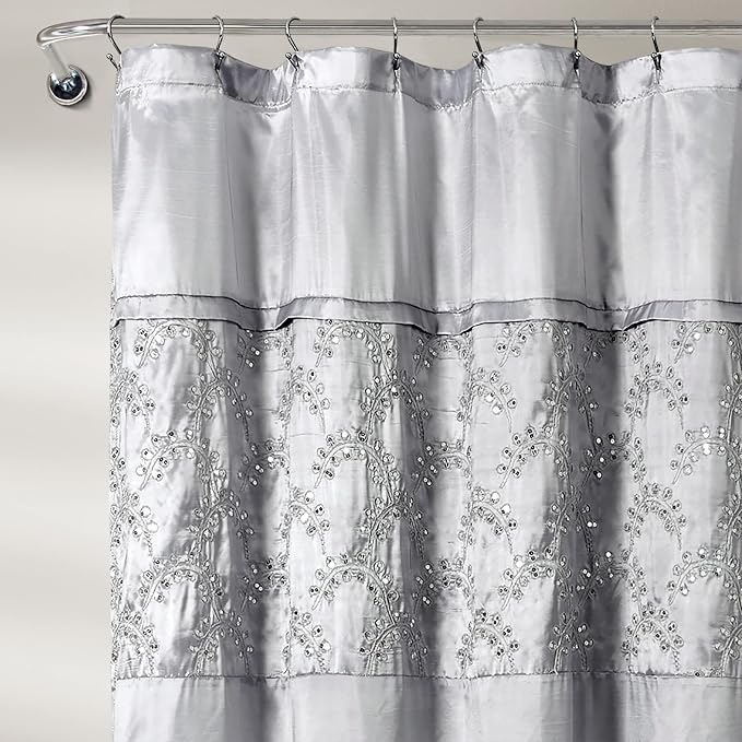 Lush Decor Maria Shower Curtain, 72" x 72", Gray & Silver