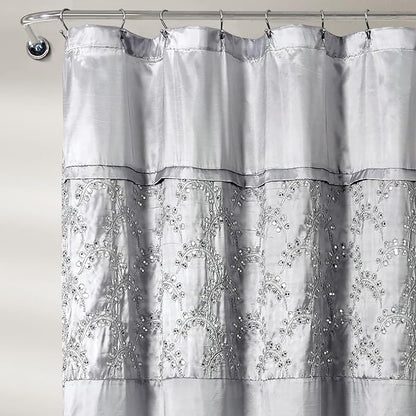 Lush Decor Maria Shower Curtain, 72" x 72", Gray & Silver