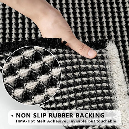 MIULEE Set of 2 Waffle Bathroom Rugs Boho Bath Mat Black&Cream 17x24 Inch | Non Slip, Super Absorbent, Washable, Ultra Soft, Rubber Backed, Small Bath Rugs for Bathroom Floor Tub Shower