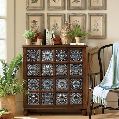 6X6 in Mandala Tile Stickers,12Pcs Wall Tile Decals | 1.6mm-Thick Foam+PE Tiles,Self Adhesive Backsplash Tile,Waterproof Removable Wall Decor for Kitchen,Bathroom