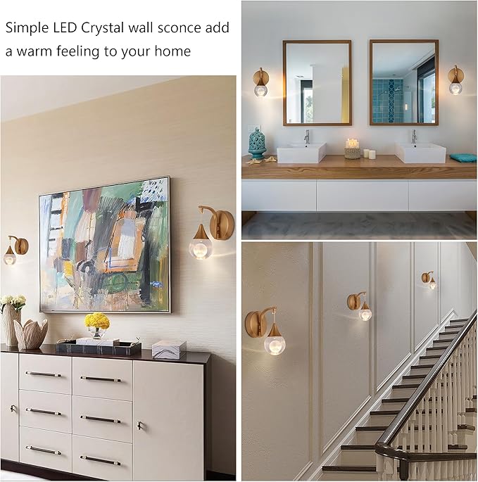 Modern Moon Wall Light, Globe Wall Sconce Light, Led Wall Lamp for Bedroom Living Room Hallway, 3300k Warm White | Dimmable | Matte Brass