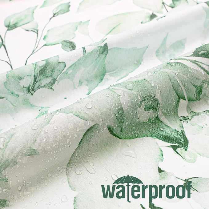 MintGreen Eucalyptus Shower Curtain, Watercolor Floral Print, 72x78 | Watercolor Plant Leaves Floral Print, Waterproof Fabric Bathroom Decor, Machine Washable, Rustproof Grommets