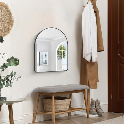 FORBATH Arched Bathroom Mirror 18x24 Inch, Black Bathroom Mirror Wall Mounted Modern Aluminum Alloy Frame Arch Mirror for Bedroom Living Room Entryway, Hanging or Leaning Against Wall