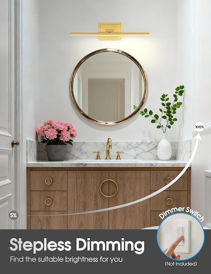 VOLISUN Bathroom Vanity Light 24 inch, 14W Dimmable 5CCT Led Bathroom Light Fixture Over Mirror, Gold Bar Vanity Light for Bathrooms-ETL Certificated