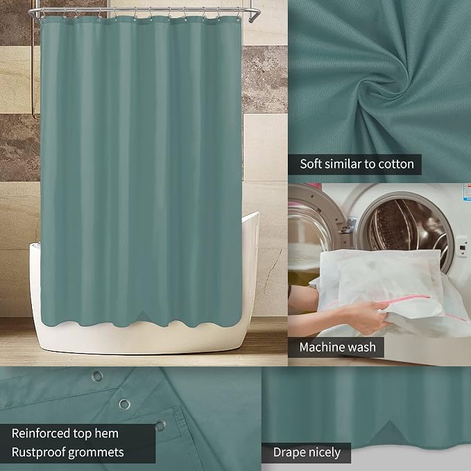 ALYVIA SPRING Stall Waterproof Fabric Shower Curtain or Liner Teal, 36x72 | 2 Magnets, Soft Cloth & Hotel Quality, Machine Washable, Light-Weight, Stall Size