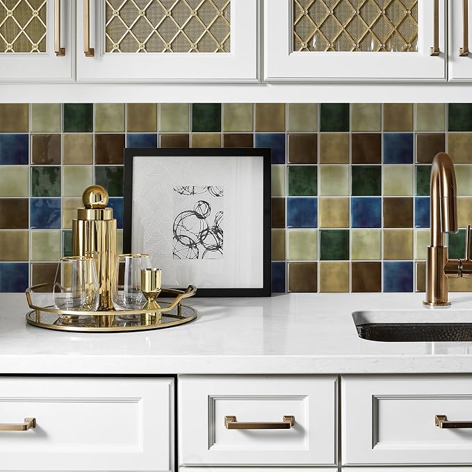 STICKGOO 10 Sheets Peel and Stick Backsplash - 9" x 9" 3D Adhesive Peel and Stick Tile Backsplash for Kitchen&Bathroom