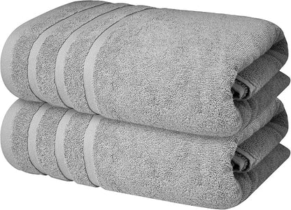 Infinitee Xclusives 100% Ring-Spun Cotton Bath Towels for Bathroom - Pack 2 | Luxury Super Soft, Absorbent & Quick-Drying |27x54 inches| Large Bathroom Towels Set |600 GSM| Gym, Shower, Spa & Hotel Use