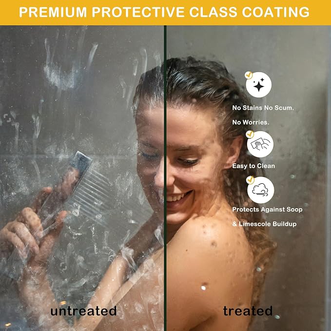 Double Sliding Shower Door 44-48 Inch W×72 Inch H – Brushed Silver Aluminum Frame Bypass Shower Door with 6mm Tempered Glass, Easy Clean Coating