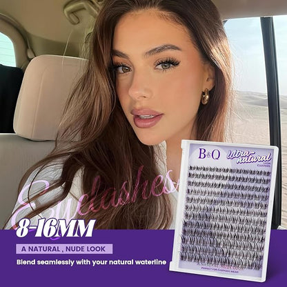 B&Q Natural Lash Clusters 04 - Cluster Eyelash Extensions, Pestañas Postizas Naturales Style Eyelashes Comfort Fit - Day-to-Night Natural Effect - Office & Date Ready For Effortless Beauty(8-16mix)