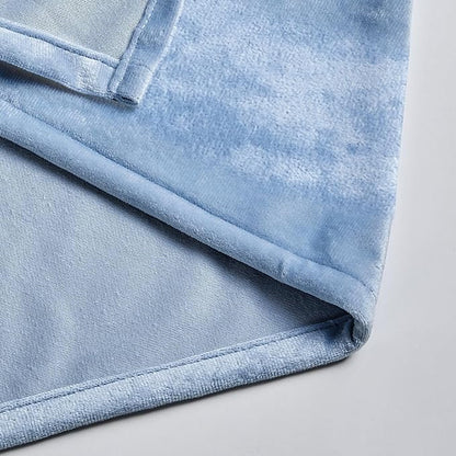 Fredsure Distressed Velvet Shower Curtain Set, 13 Pieces Light Blue Including 1 Piece 72"x72" Shower Curtain and 12 Pieces Silver Hooks