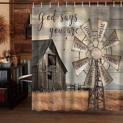 Rustic Barn Door Shower Curtain for Bathroom, Retro Countryside Wood Board Bathroom Decor Curtain Sets,Art Vintage Famhouse Western Bath Curtains RV Shower Curtains with Hooks 72X84INch