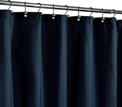 N&Y HOME Fabric Shower Curtain Liner with Weighted Magnets - Navy Blue Shower Curtain for Bathroom with Hotel Quality, Machine Washable, Water Repellent - Navy, 72x72