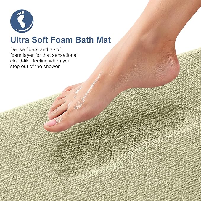 OLANLY Thick Memory Foam Bathroom Rugs 30x20, Absorbent Bath Mat, Vanilla | Soft Quick Dry Bath Rugs, Non-Slip, Machine Washable Carpet for Bathroom Floor, Tub and Shower, Home Decor Accessories