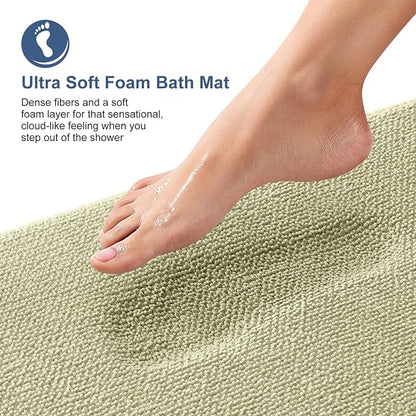 OLANLY Thick Memory Foam Bathroom Rugs 30x20, Absorbent Bath Mat, Vanilla | Soft Quick Dry Bath Rugs, Non-Slip, Machine Washable Carpet for Bathroom Floor, Tub and Shower, Home Decor Accessories