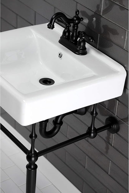 Kingston Brass KB1600AL Heritage 4-Inch Centerset Lavatory Faucet with Retail Pop-Up, 4-3/4", Matte Black