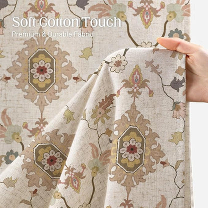 Boho Floral Shower Curtain, Vintage Cottage Core Shower Curtains for Bathroom, 72Wx72H Inch