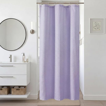 Stall Shower Curtain 36 x 72 Inch, Textured Soft Fabric Waffle Narrow Size Modern Shower Small Curtain for Bathroom Hotel, Machine Washable, Water Resistant, Lavender, 36Wx72L Inches