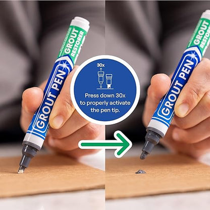 Grout Pen Dark Grey Tile Grout Paint Marker - Narrow 5mm Tip (7mL) - 3 Pack | Waterproof Grout Refresh Restorer for Kitchen & Bathroom, Colorant and Sealer Pens, Cleaner Looking Grout Lines - Dark Grey