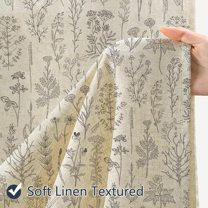 Coxila Vintage Floral Linen Shower Curtain Extra Long XL Flower Retro Rustic Antique Botanical Farmhouse Country Boho Cottage Aesthetic Wildflower Bathroom 72 x 84 Inch Polyester Fabric 12 Pack Hooks