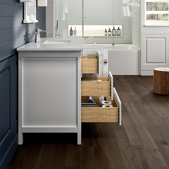 Eviva Britney 48 in. White Single Sink Bath Vanity with Carrara Quartz Top and Undermount Porcelain Sink