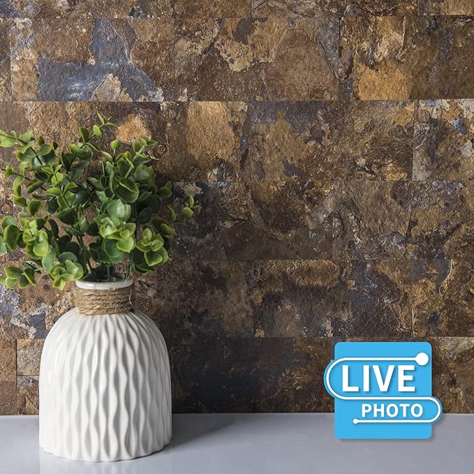 Art3d 102-Pack Peel and Stick Backsplash, Stick on Subway Tile, Rust Slate | 3 x 6 in, PVC, Self Adhesive, Waterproof, Traceless Peel, Modular Splicing, Ideal for Vanities, Bathrooms