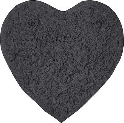 Home Weavers Bell Flower Collection 100% Cotton Tufted Bath Rugs, Extra Soft and Absorbent Bath Rugs, Non-Slip Bath Mats, Machine Washable, Bath Mats for Bathroom Floor and Tub, 25"x25" Heart, Gray