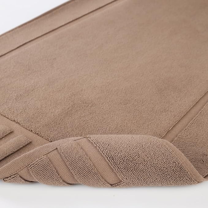 Superior 100% Cotton Bathmat Set, Bath Mat, Bathroom Decor, Shower, Bathtub Essentials, Home Accessories, Washable Rug, Absorbent, Quick Dry, Leo Collection, Set of 2, 22" x 35", Coffee