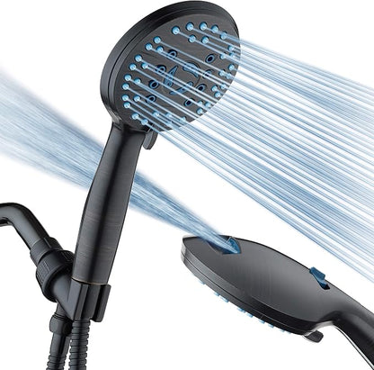 Hotel Spa AquaCare High Pressure 8-mode Handheld Shower Head, Anti-clog Nozzles - Built-in Power Wash to Clean Tub, Tile & Pets, Extra Long 6 ft. Stainless Steel Hose, Wall & Overhead Brackets | Stay Clean Nozzles, Dual Power Wash for Tub, Tile & Pets,...