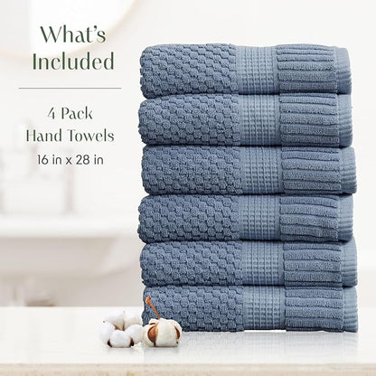 6 Pack 100% Cotton Hand Towels | Blue Towels | Oeko‑TEX Standard 100 | Soft & Absorbent, Quick‑Dry | Trinity Collection - Flint Stone