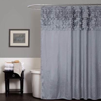 Lush Decor Lillian Shower Curtain | Textured Shimmer Circle Design Bathroom, 72” x 72”, Gray