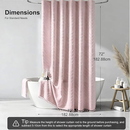 Siiluminisoy Blush Shower Curtain Fabric Shower Curtain for Bathroom 72 x 72 Tufted Chevron Textured Striped Modern Farmhouse Minimalist for Bathroom