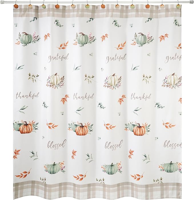 Avanti Linens - Fabric Shower Curtain, Fall Inspired Bathroom Decor (Grateful Patch Collection)