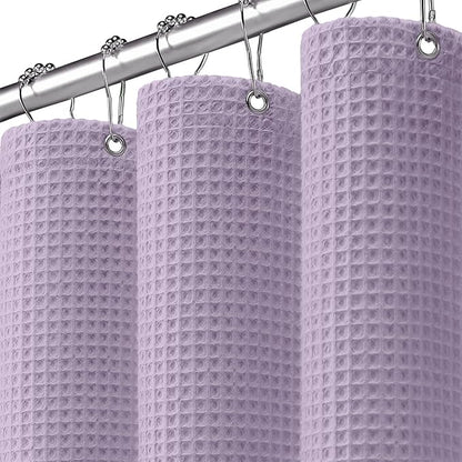 Waffle Weave Shower Curtain - Lavender Cotton Fabric Texture Heavyweight Shower Curtains for Bathroom,Washable,72Wx72L