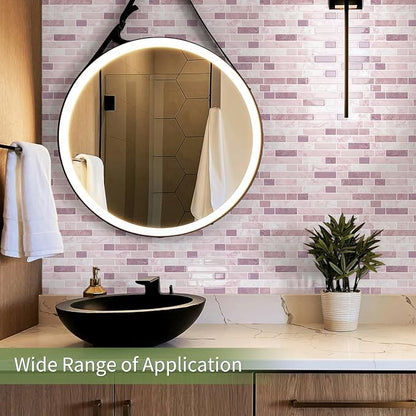 10 Sheets Thick Peel and Stick Kitchen Backsplash Tiles | 3D Waterproof Self Adhesive Wall Tile Stick on Backsplash for Kitchen,Bathroom and Fireplace(Pink,12"×12")