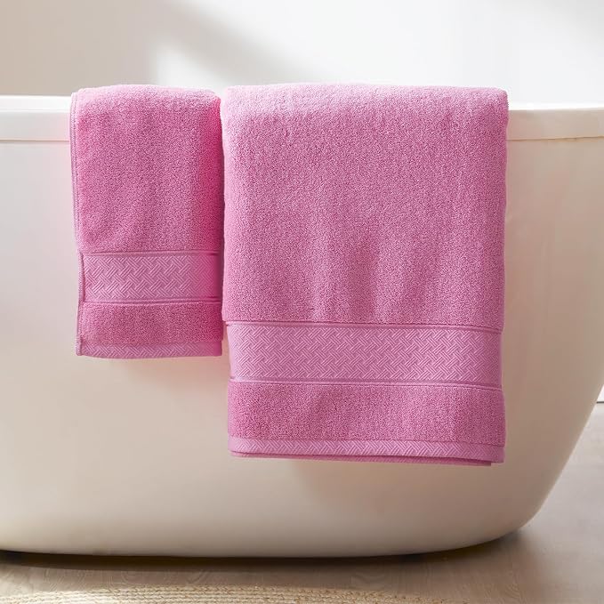 COZYART Bath Towel Set 6 PCS, Pink Luxury 100% Turkish Cotton 650GSM | Soft Absorbent Quick Dry, OEKO‑Tex 100 Cert. Zero Twist Ring Spun Cotton, Plush Fluffy, Breathable Hotel Quality Towels Set