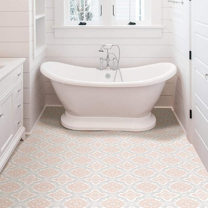 FloorPops FP3566 Cecilia Peel Stick Floor Tiles, White & Off-White (Pack of 2)