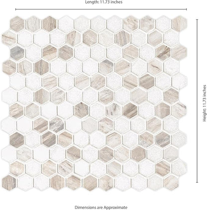MSI Angora Tibi 12 in. x 12 in.Polished Marble Hexagon Tile for Kitchen Backsplash, Floor Tile, Wall Tile for Bathroom, Shower Wall Tile, Mesh Mounted Mosaic Tile