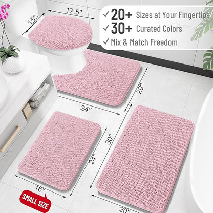 OLANLY Bathroom Rugs 34x21, Extra Soft Absorbent Chenille Bath Rugs | Dusty Rose, Quick-Drying Rubber Backing, Machine Washable Bath Mat for Bathroom Floor, Tub and Shower, Home Decor Accessories