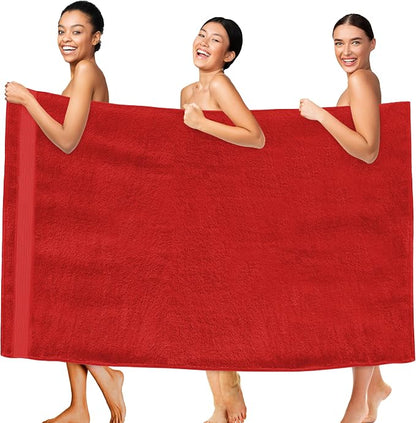 Elegant Comfort Premium Super Soft Highly Absorbent 1 Piece Oversized Bath Sheets - 40" x 80" inch, Luxurious Hotel Spa Quality 100% Turkish Cotton Extra Large Bath Towels for Adults, Red